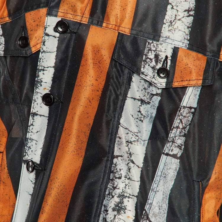 Pre Owned Comme des Garcons Homme Plus Multicolor Striped Mesh Long Jaacket M