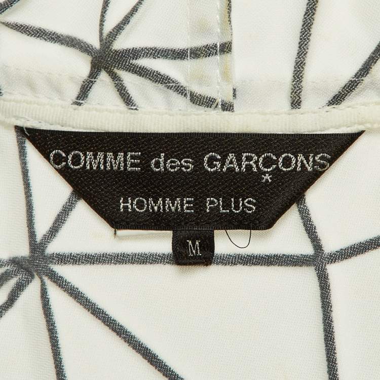 Pre Owned Comme des Garcons Homme Plus White Geometric Crepe Jacket M