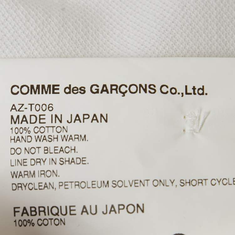 Pre Owned Comme des Garçons Play White Heart Pique Polo T-Shirt XL