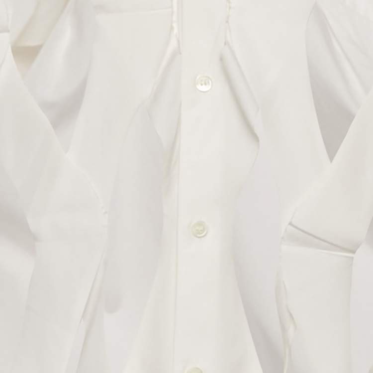Pre Owned Comme des Garcons White Cotton Frilled Shirt M