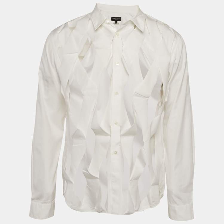 Pre Owned Comme des Garcons White Cotton Frilled Shirt M