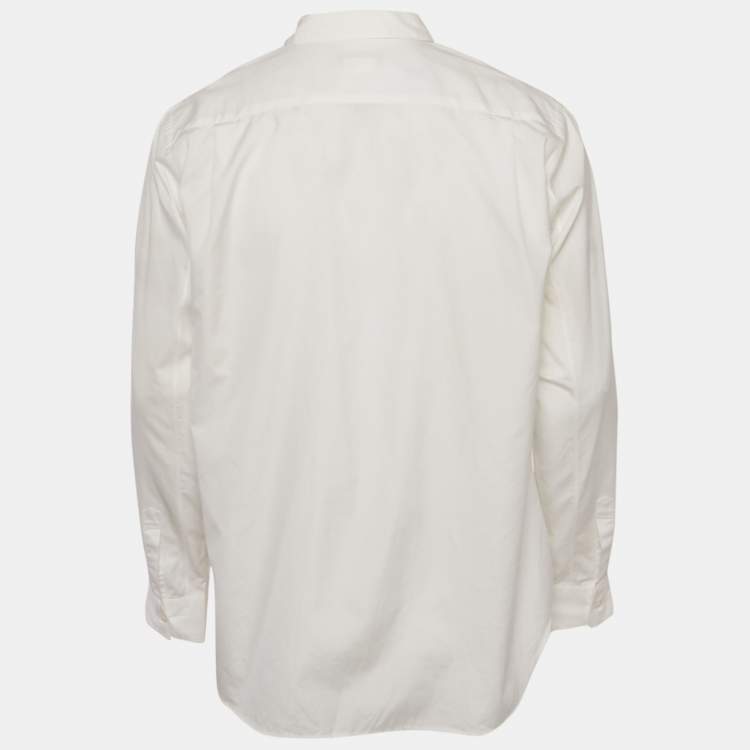 Pre Owned Comme des Garcons White Cotton Frilled Shirt M