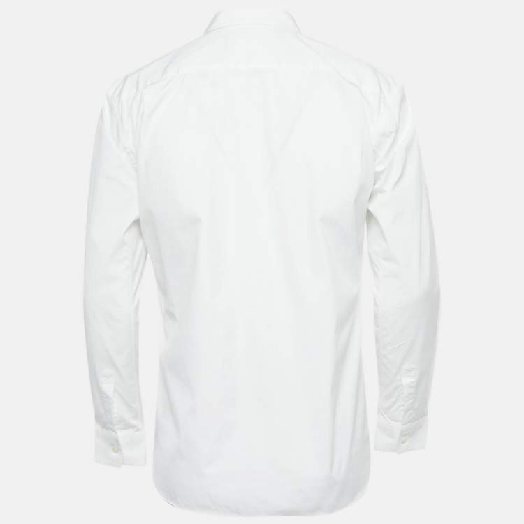 Pre Owned Comme des Garçons White Printed Cotton Oversized Shirt S