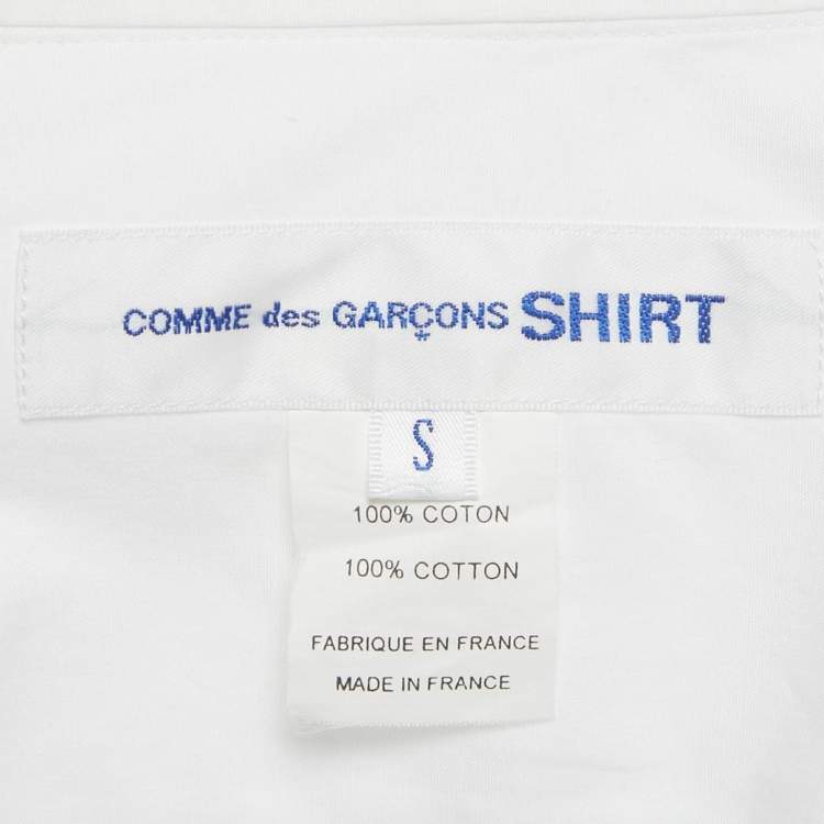 Pre Owned Comme des Garçons White Printed Cotton Oversized Shirt S