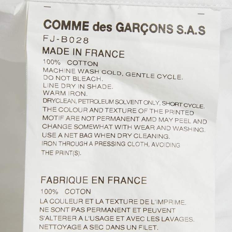 Pre Owned Comme des Garçons White Printed Cotton Oversized Shirt S
