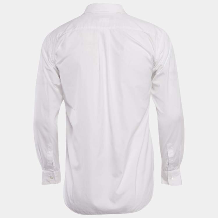 Pre Owned Comme des Garcons White Patch Work Cotton Shirt S