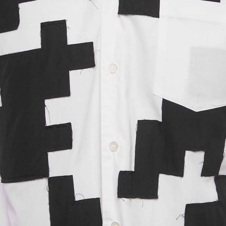 Pre Owned Comme des Garcons White Patch Work Cotton Shirt S