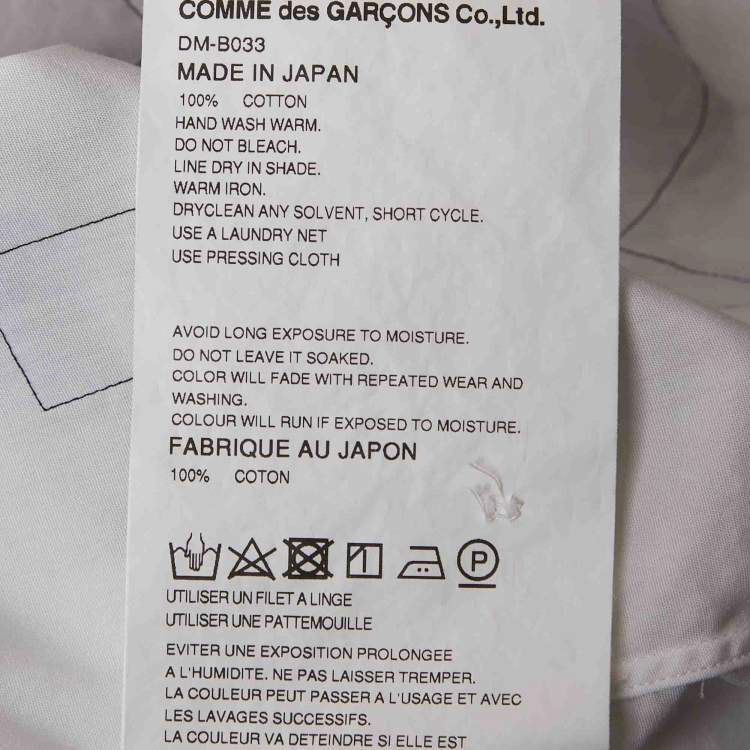 Pre Owned Comme des Garcons White Patch Work Cotton Shirt S