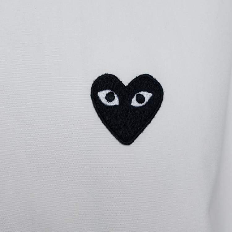 Pre Owned Comme des Garçons Play White Heart Applique Shirt L