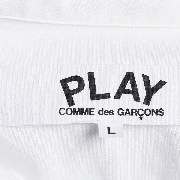 Pre Owned Comme des Garçons Play White Heart Applique Shirt L