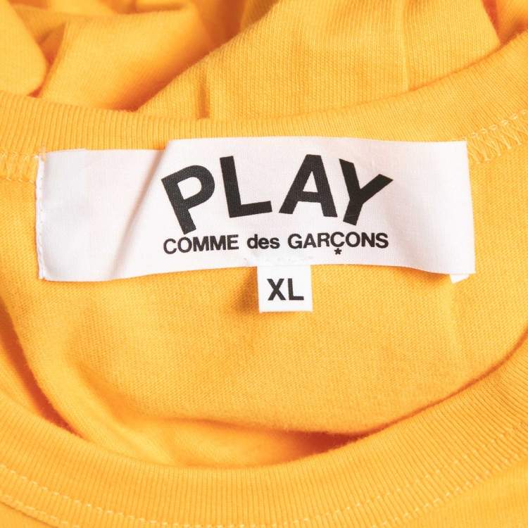 Pre Owned Comme des Garcons Play Yellow Heart Patch Cotton Crew Neck T-Shirt XL