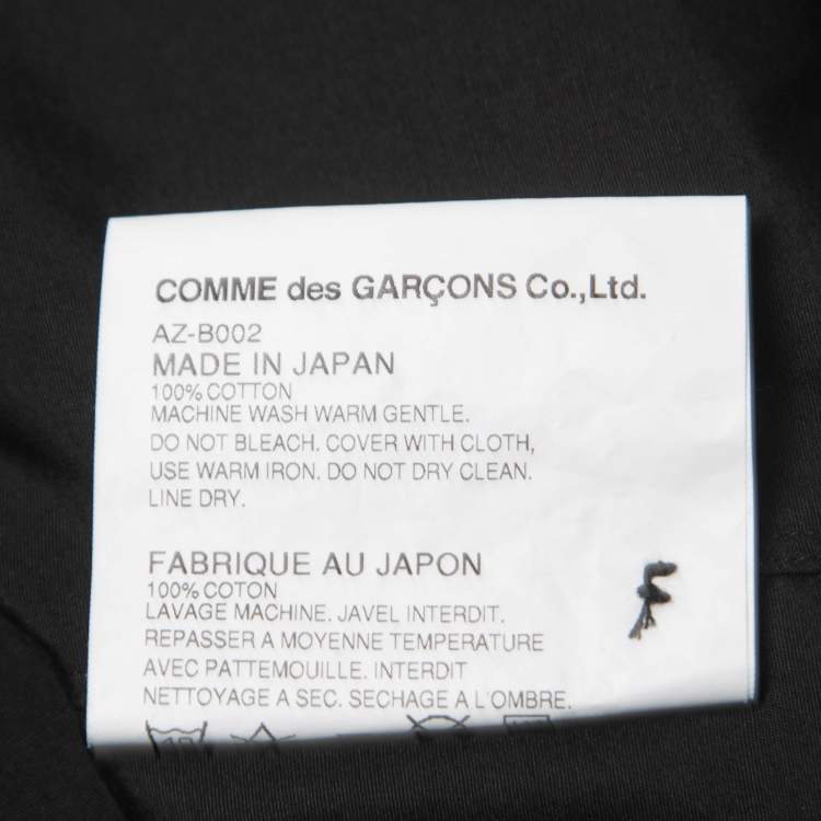 Pre Owned Comme des Garçons Black Cotton Heart Applique Button Front Shirt M