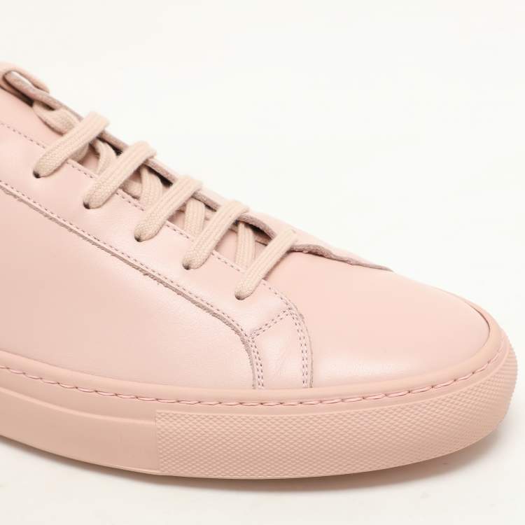 Pre Owned Common Projects Pink Leather Achilles Low Top Sneakers Size 43
