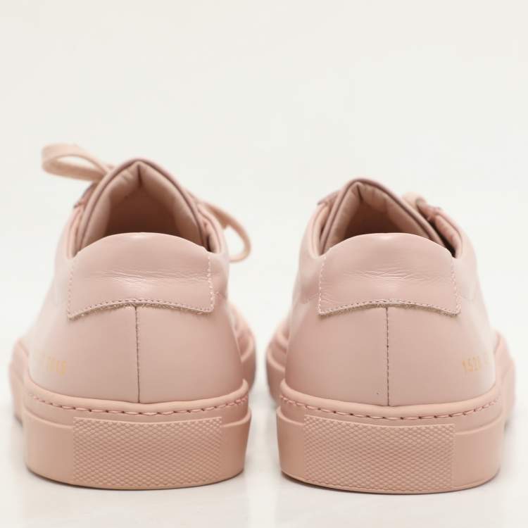Pre Owned Common Projects Pink Leather Achilles Low Top Sneakers Size 43