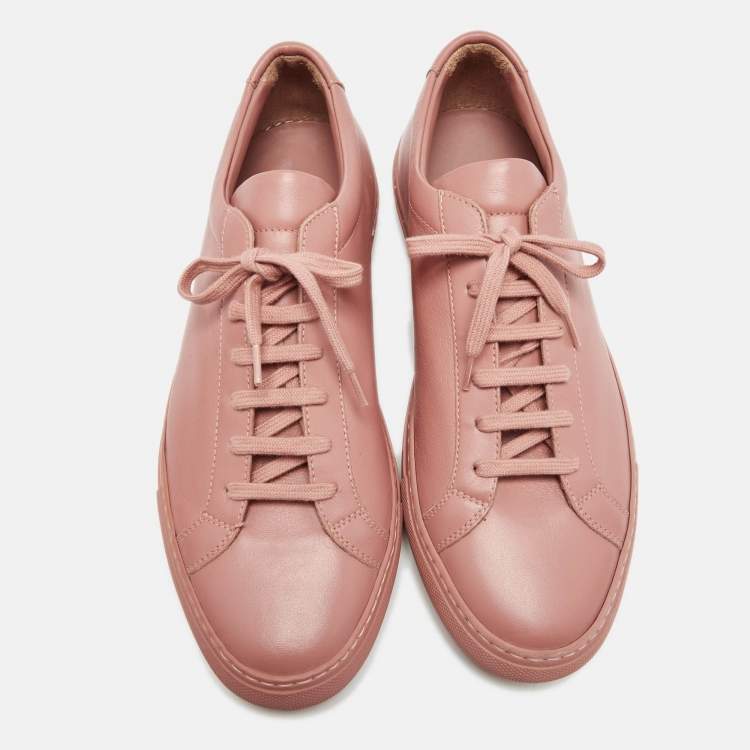 Pre Owned Common Projects Pink Leather Achilles Low Top Sneakers Size 41