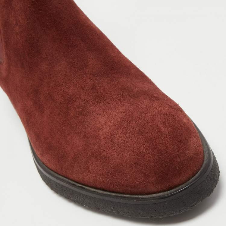 Pre Owned Common Projects Brown Suede Chelsea Boots Size 41