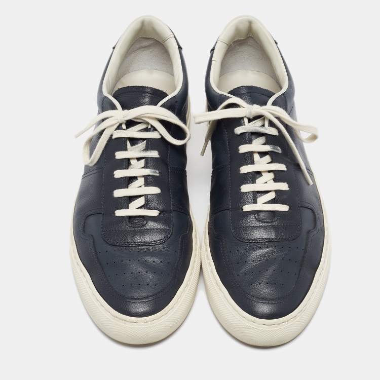 Pre Owned Common Projects Navy Blue Leather Bumby Lace Up Sneakers Size 44