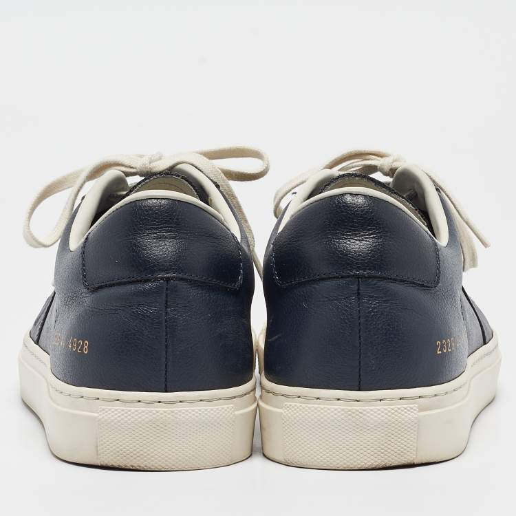 Pre Owned Common Projects Navy Blue Leather Bumby Lace Up Sneakers Size 44