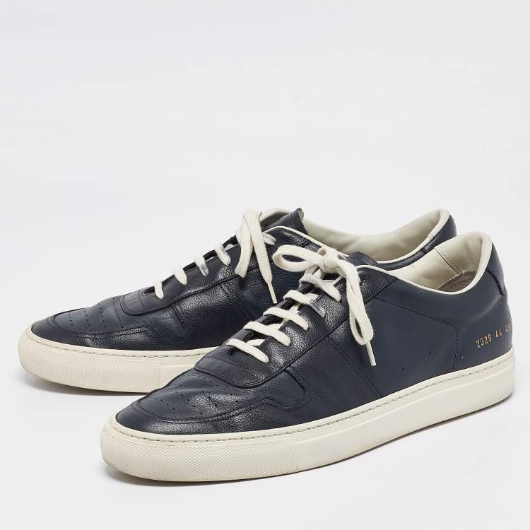Pre Owned Common Projects Navy Blue Leather Bumby Lace Up Sneakers Size 44