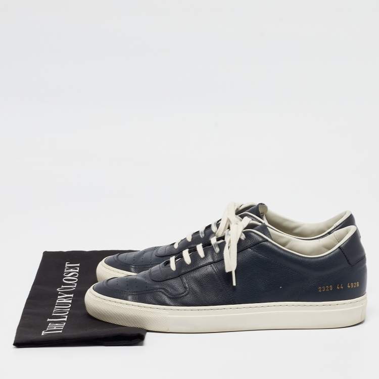 Pre Owned Common Projects Navy Blue Leather Bumby Lace Up Sneakers Size 44