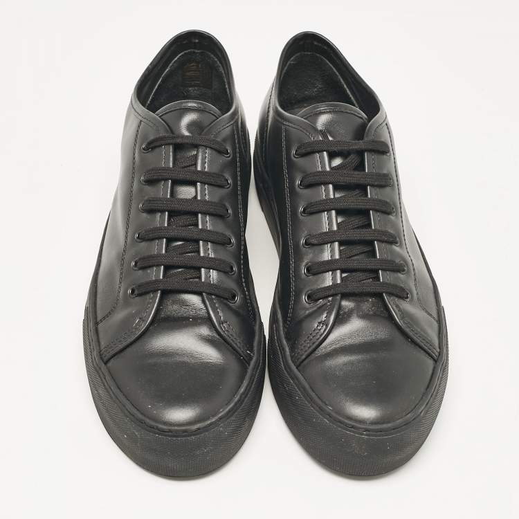Pre Owned Common Projects Black Leather Achilles Lace Up Sneakers Size 41