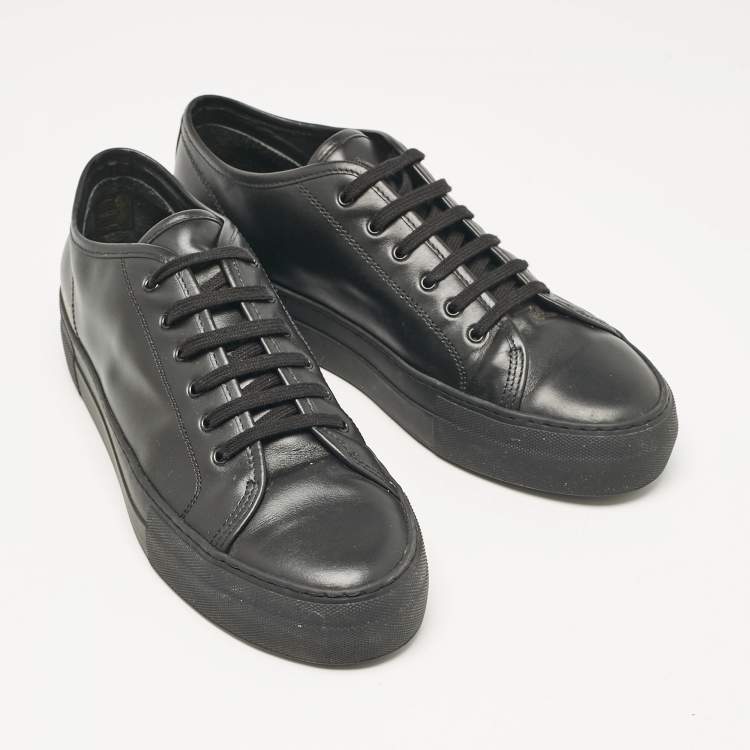 Pre Owned Common Projects Black Leather Achilles Lace Up Sneakers Size 41