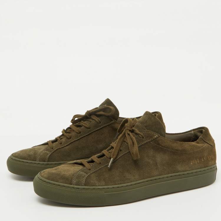 Pre Owned Common Projects Olive Green Suede Achilles Low Top Sneakers Size 41