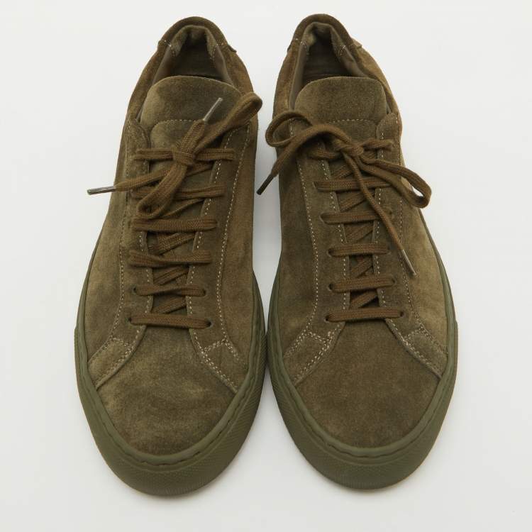 Pre Owned Common Projects Olive Green Suede Achilles Low Top Sneakers Size 41
