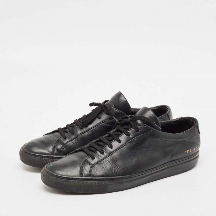 Pre Owned Common Projects Black Leather Achilles Lace Up Sneakers Size 46