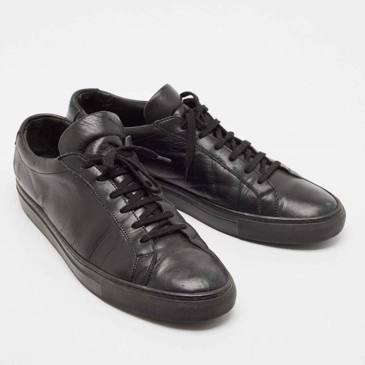 Pre Owned Common Projects Black Leather Achilles Lace Up Sneakers Size 46