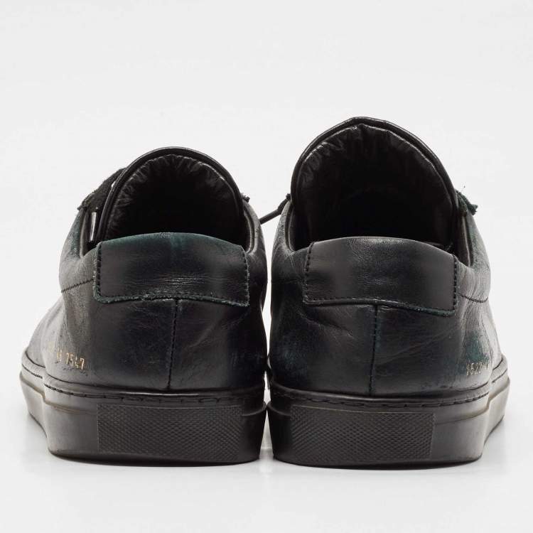 Pre Owned Common Projects Black Leather Achilles Lace Up Sneakers Size 46