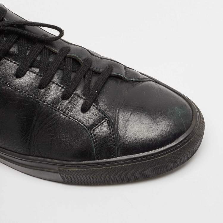 Pre Owned Common Projects Black Leather Achilles Lace Up Sneakers Size 46