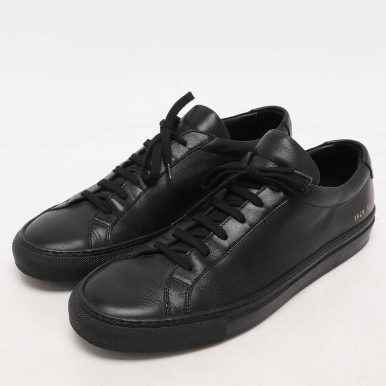 Pre Owned Common Projects Black Leather Achilles Low Top Sneakers Size 44