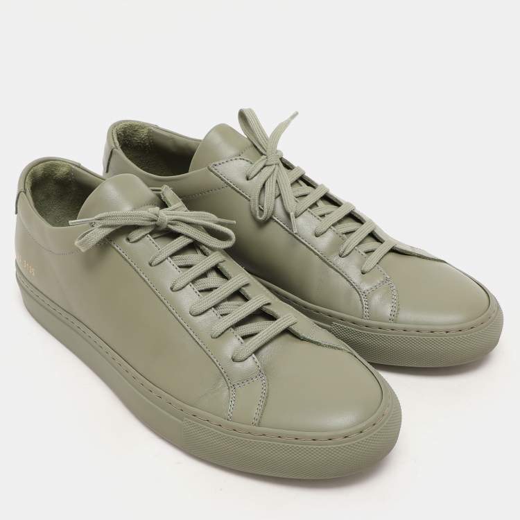 Pre Owned Common Projects Green Leather Achilles Lace Up Sneaker Size 43