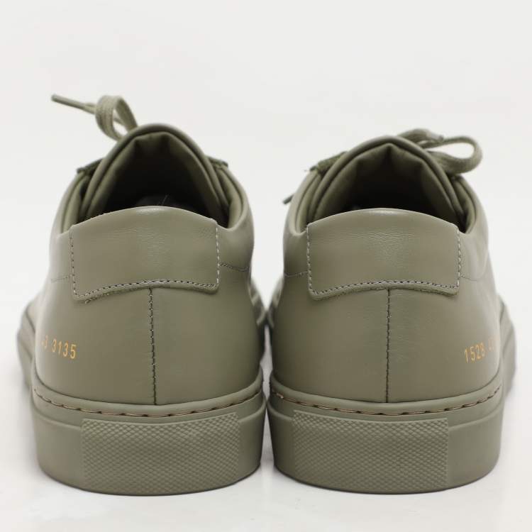 Pre Owned Common Projects Green Leather Achilles Lace Up Sneaker Size 43