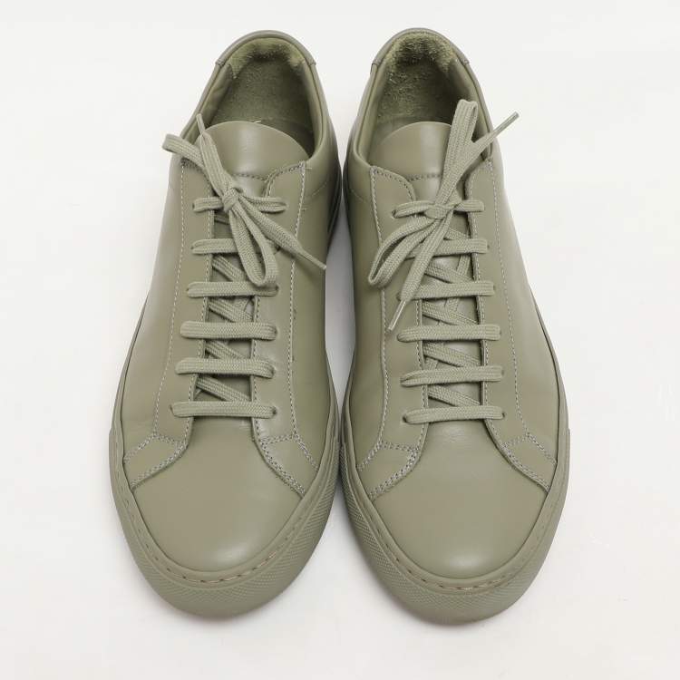 Pre Owned Common Projects Green Leather Achilles Lace Up Sneaker Size 43