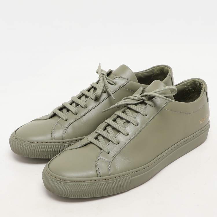 Pre Owned Common Projects Green Leather Achilles Lace Up Sneaker Size 43