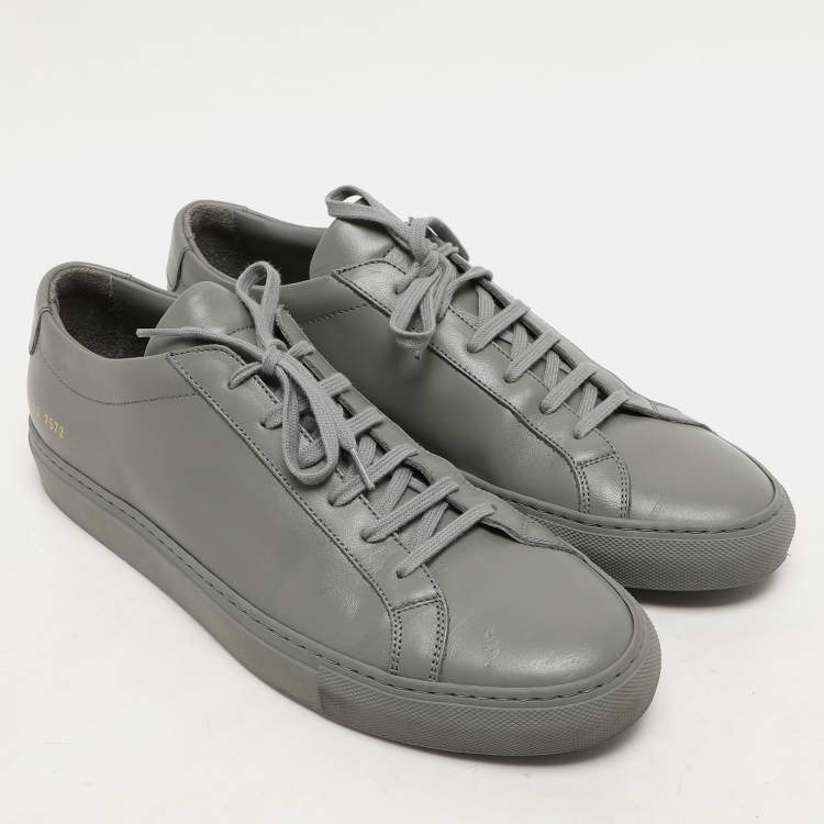 Pre Owned Common Projects Grey Leather Achilles Lace Up Sneaker Size 43