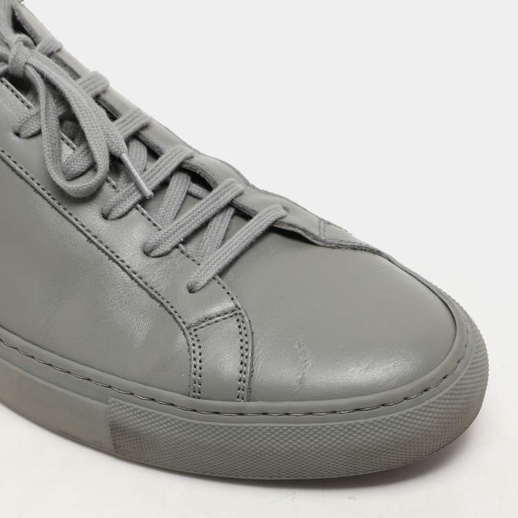 Pre Owned Common Projects Grey Leather Achilles Lace Up Sneaker Size 43