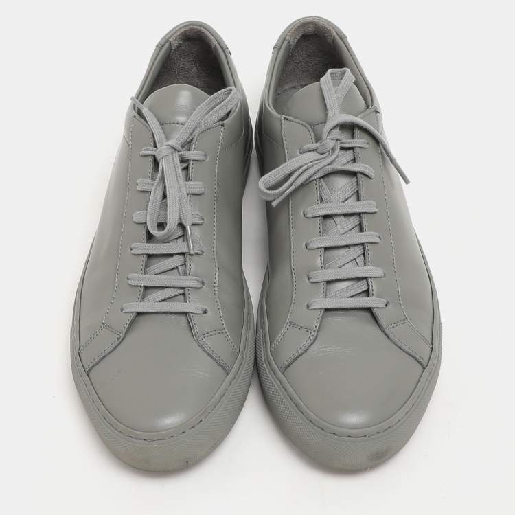 Pre Owned Common Projects Grey Leather Achilles Lace Up Sneaker Size 43