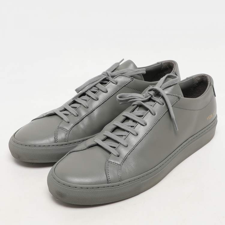 Pre Owned Common Projects Grey Leather Achilles Lace Up Sneaker Size 43