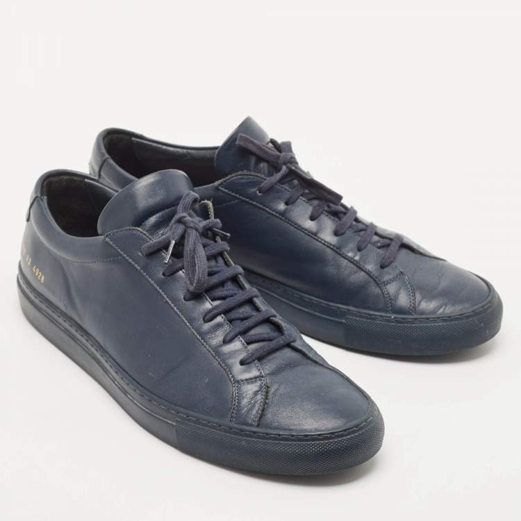 Pre Owned Common Projects Blue Leather Achilles Lace Up Sneakers Size 43