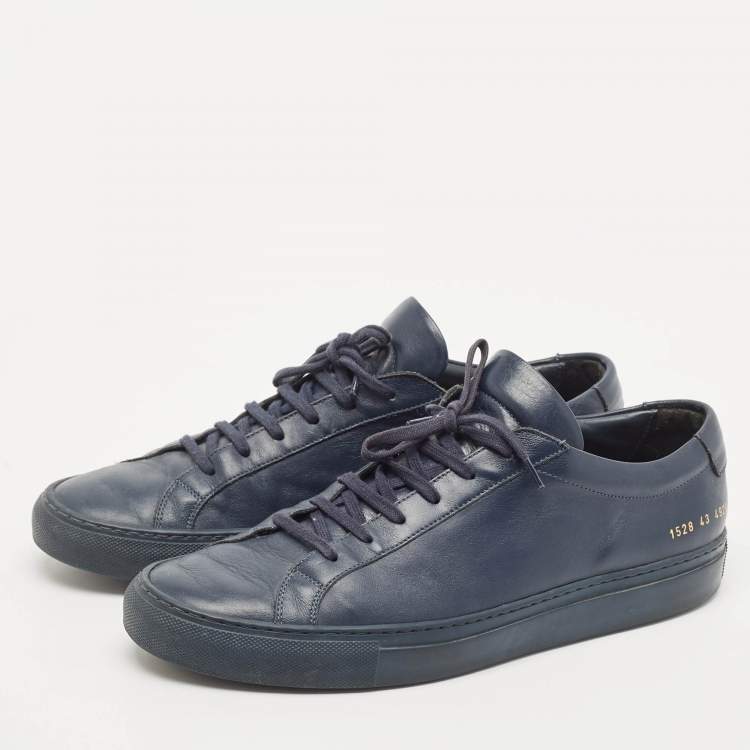 Pre Owned Common Projects Blue Leather Achilles Lace Up Sneakers Size 43