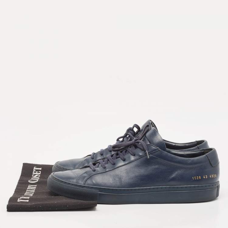 Pre Owned Common Projects Blue Leather Achilles Lace Up Sneakers Size 43