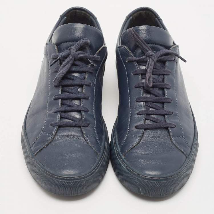 Pre Owned Common Projects Blue Leather Achilles Lace Up Sneakers Size 43