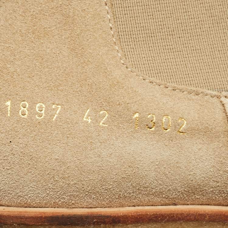 Pre Owned Common Projects Beige Suede Chelsea Boots Size 42
