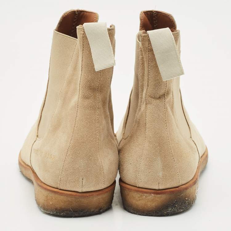 Pre Owned Common Projects Beige Suede Chelsea Boots Size 42