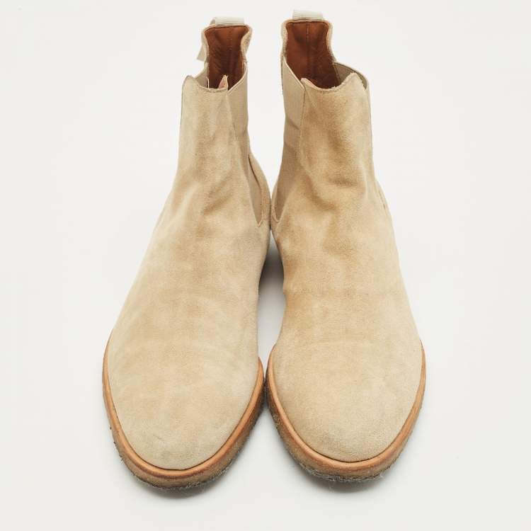 Pre Owned Common Projects Beige Suede Chelsea Boots Size 42