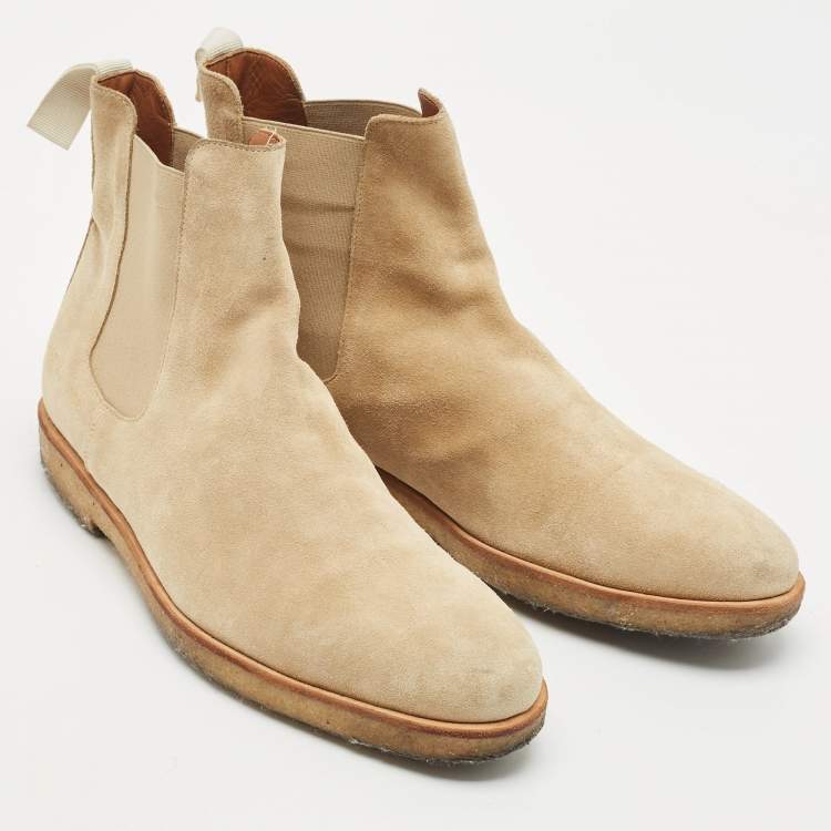 Pre Owned Common Projects Beige Suede Chelsea Boots Size 42
