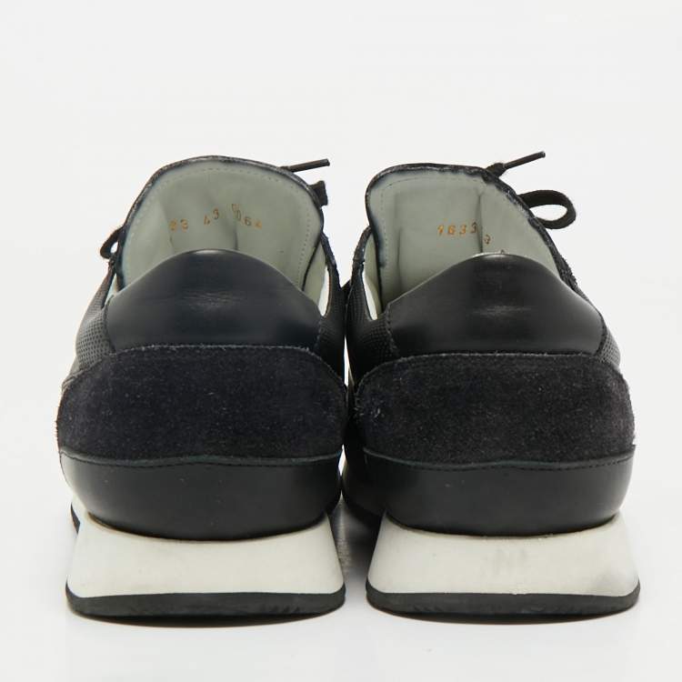 Pre Owned Common Projects Black Leather and Suede Lace Up Sneakers Size 43